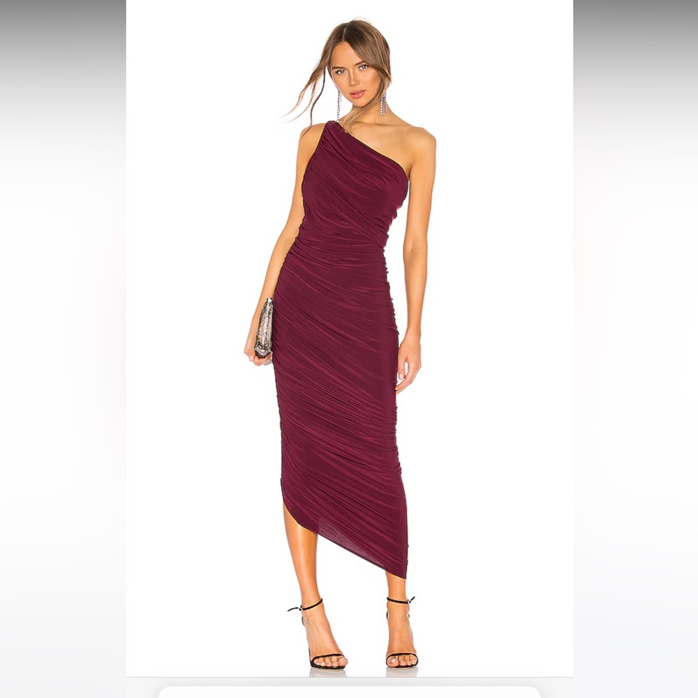 Norma Kamali One-Shoulder Plum Dress